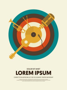 Müzik retro vintage soyut afiş arka plan