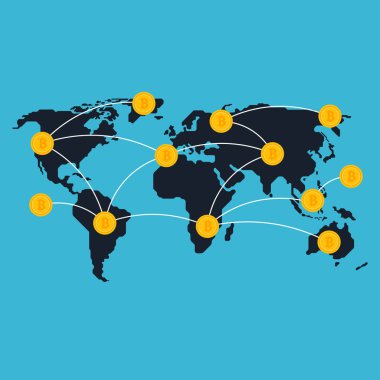 Cryptocurrency ve bitcoin dijital pazarlama modern iş con