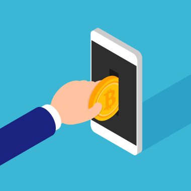 Cryptocurrency ve bitcoin dijital pazarlama modern iş kavramı