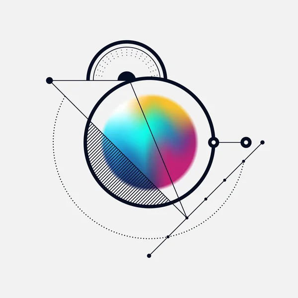 Estilo holográfico y línea geométrica del degradado colorido abstracto — Archivo Imágenes Vectoriales