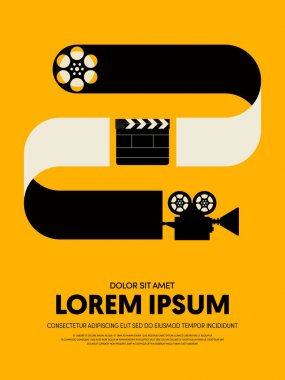 Film ve film modern retro VINTAGE poster arka plan. Tasarım öğesi şablonu kullanılan zemin, broşür, kitapçık, yayın, vektör çizim için
