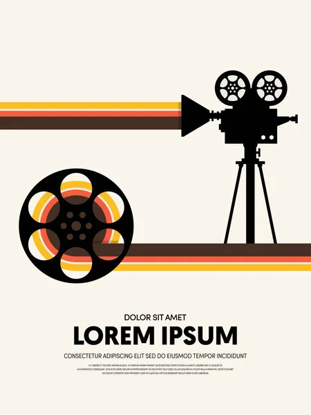 Kino Film Modern Retro Vintage Plakat Tło Szablon Elementu Projektu — Wektor stockowy