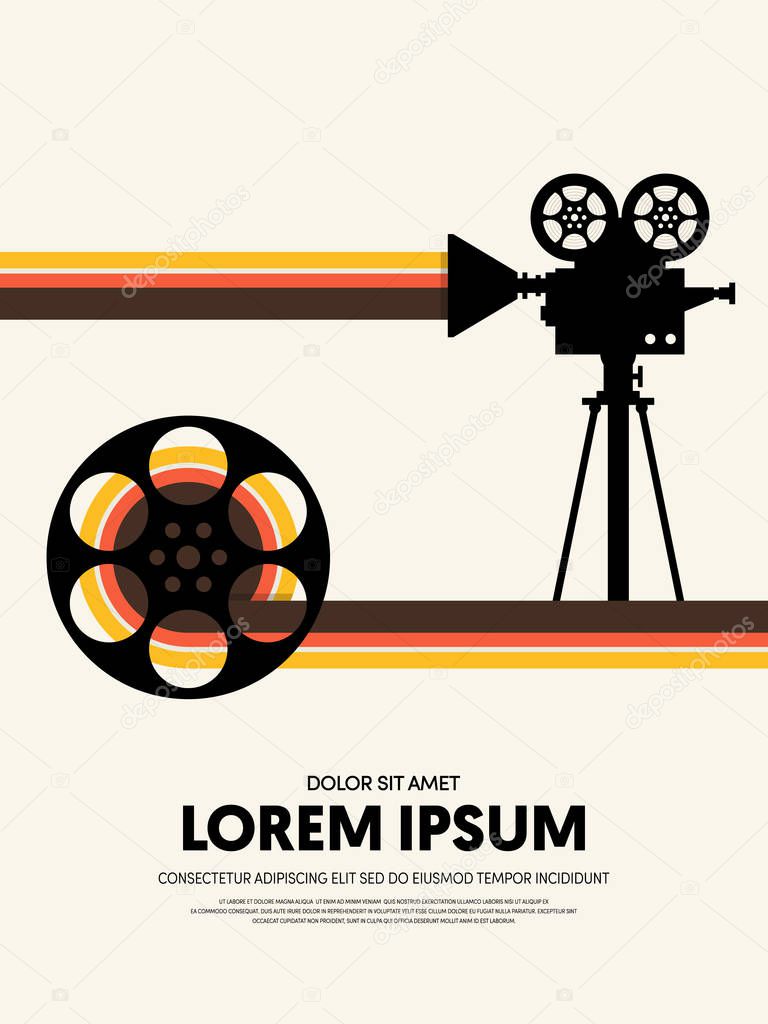 Movie and film modern retro vintage poster background. Design element template can be used for backdrop, brochure, leaflet, publication, vector illustration