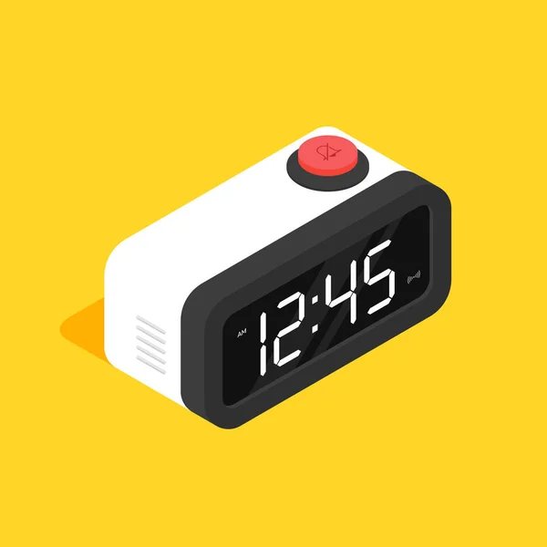 Relógio de alarme digital retro design plano isométrico — Vetor de Stock