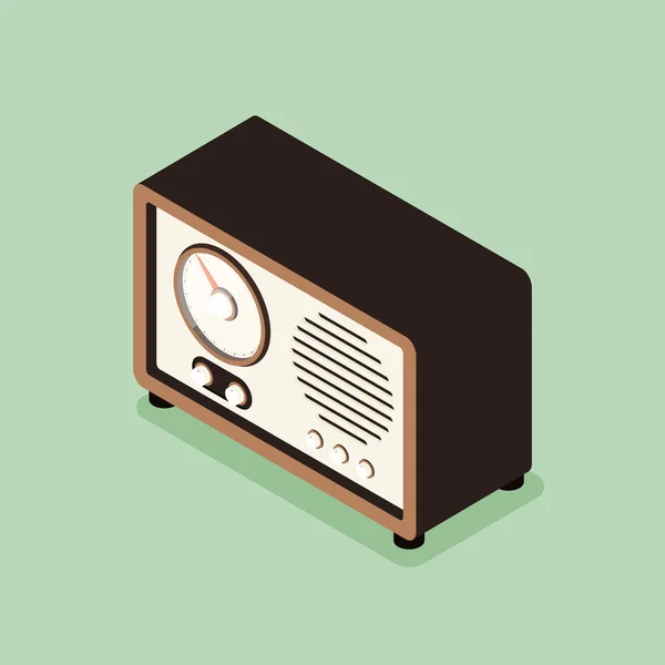 Clássico retro vintage rádio isométrico estilo de design plano — Vetor de Stock