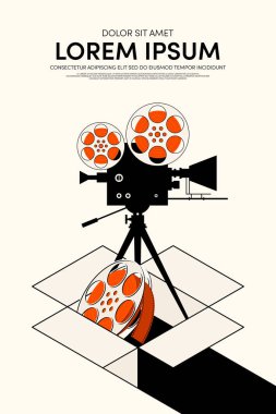 Film ve film afiş tasarım şablonu arka plan vintage retro tarzı