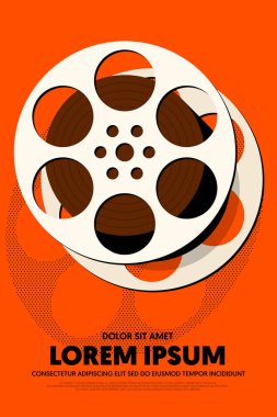 Film ve film poster tasarım şablon arka plan modern vintage retro tarzı