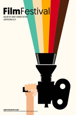 Film ve film poster tasarım şablon arka plan modern vintage retro tarzı