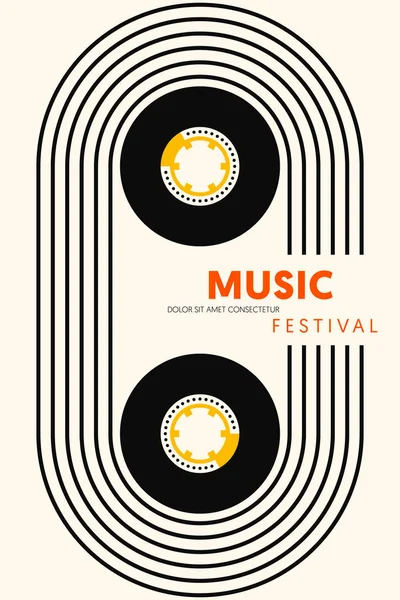 Affiche de musique fond décoratif avec cassette style rétro vintage — Image vectorielle