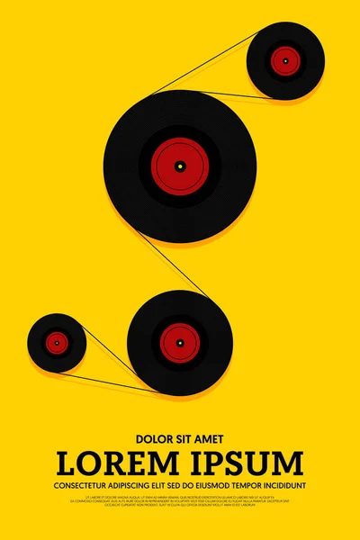 Music poster background decorative with cassette tape vintage retro style — 스톡 벡터