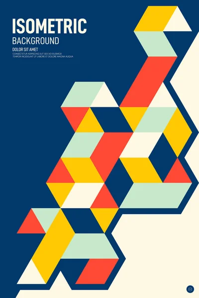 Abstract colorful isometric geometric shape layout poster background — Stockvektor