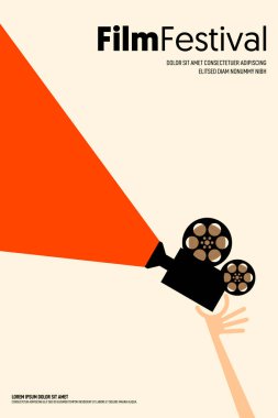 Film ve film poster tasarımı arka plan şablonu modern vintage retro tarzı. Arkaplan, broşür, broşür, broşür, el ilanı, baskı, yayın, vektör illüstrasyonu için tasarım ögesi