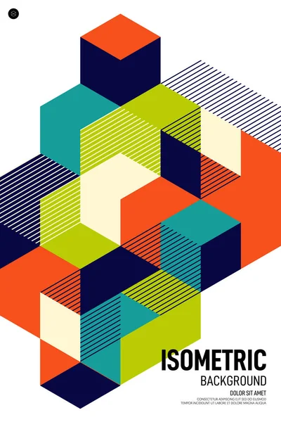 Abstract Kleurrijke Isometrische Geometrische Vorm Lay Out Poster Achtergrond Moderne — Stockvector