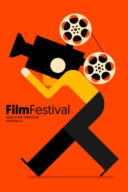 Film ve film poster tasarımı arka plan şablonu modern vintage retro tarzı. Arkaplan, broşür, broşür, broşür, el ilanı, baskı, yayın, vektör illüstrasyonu için tasarım ögesi