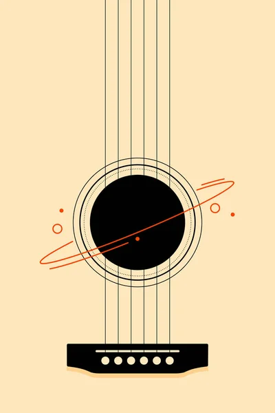 Music Poster Design Template Background Decorative Guitar Vintage Retro Style — Stock Vector