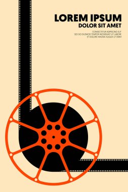 Film ve film poster tasarımı arka plan şablonu modern vintage retro tarzı. Arkaplan, broşür, broşür, broşür, el ilanı, baskı, yayın, vektör illüstrasyonu için tasarım ögesi