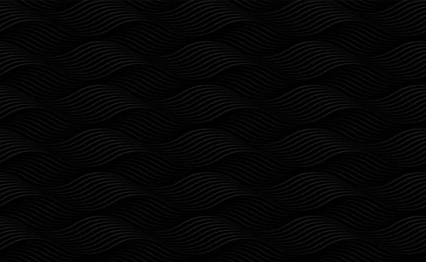 Abstraktní Minimální Černé Bezešvé Vzor Pozadí Dekorativní Gradient Vlnité Linie — Stockový vektor