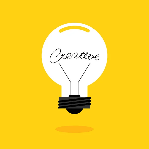 Myšlenka Kreativního Myšlení Koncepce Dekorativní Žárovkou Izolované Žlutém Pozadí Plochý — Stockový vektor