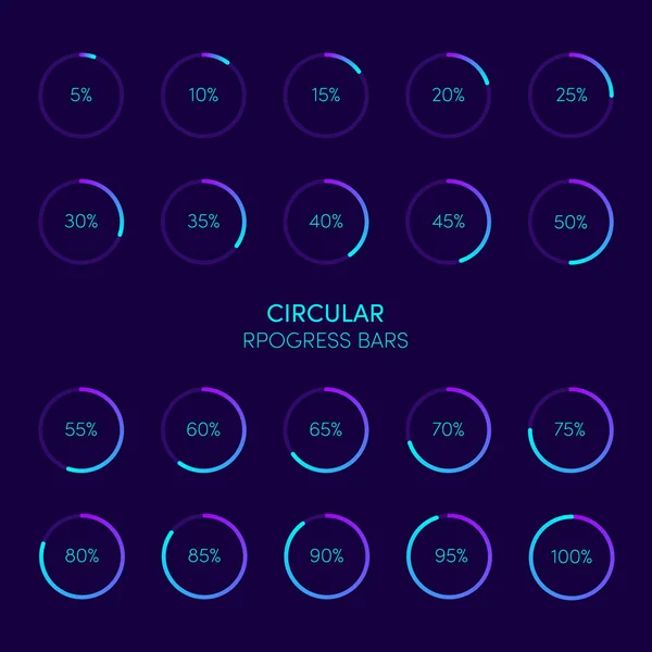 Coleção Moderno Progresso Futurista Barra Carregamento Circular Buffer Elemento Design — Vetor de Stock