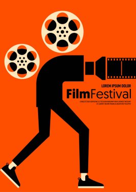 Film ve film poster tasarım şablonu arka plan vintage retro tarzı. Grafik tasarım ögesi arkaplan, pankart, broşür, broşür, broşür, el ilanı, baskı, yayın, vektör ilülasyonu için kullanılabilir