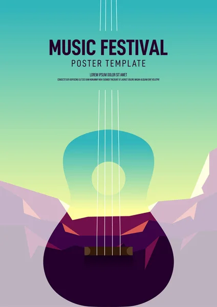 Arrière Plan Conception Affiche Musique Avec Double Exposition Scène Montagne — Image vectorielle