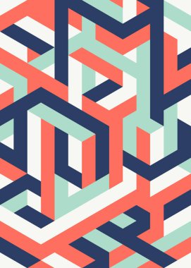 Soyut renkli izometrik geometrik şekil desenli arka plan modern sanat tarzı. Grafik tasarım ögesi arkaplan, yayın, broşür, broşür, broşür, broşür, illüstrasyon için kullanılabilir