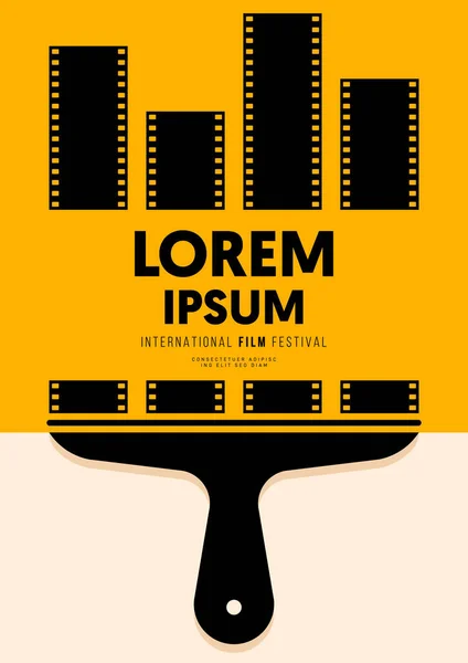 Film Poster Film Modello Sfondo Con Pennello Pellicola Elemento Design — Vettoriale Stock