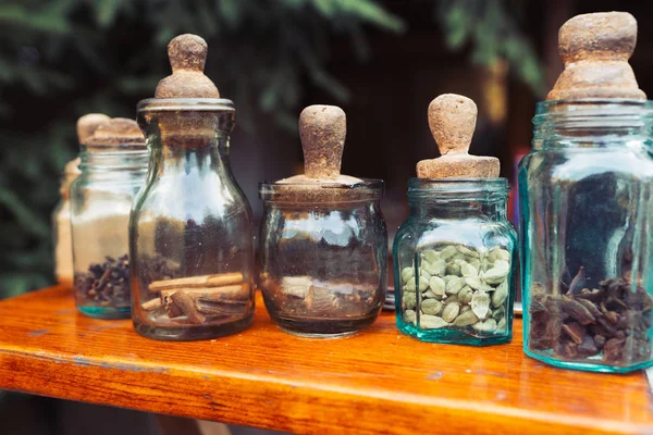 Vintage Bottles Various Spices —  Fotos de Stock