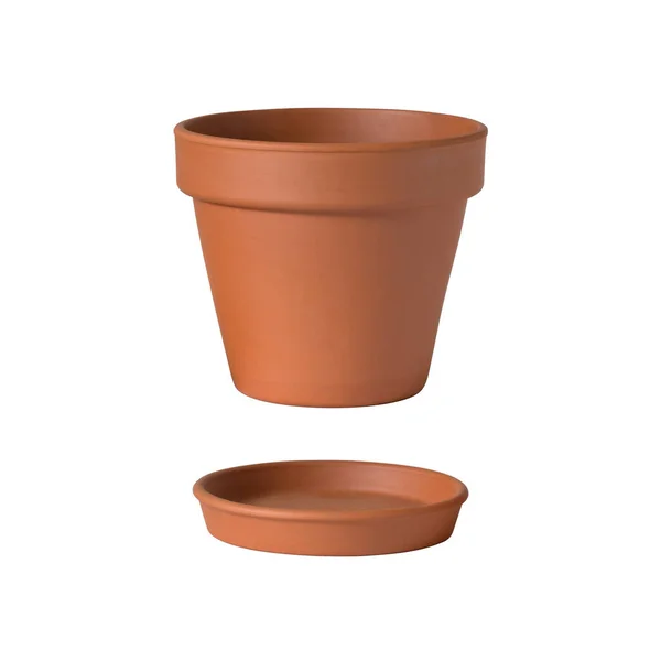 Yepyeni turuncu kil saksıda izole edilmiş..