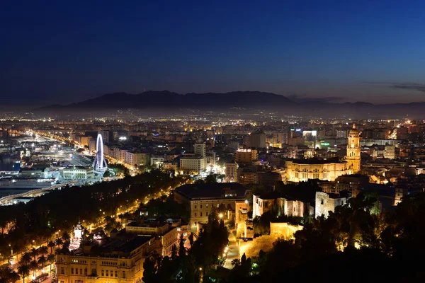 View from Gibralfaro towards Malaga and the harbour — Stock Photo, Image