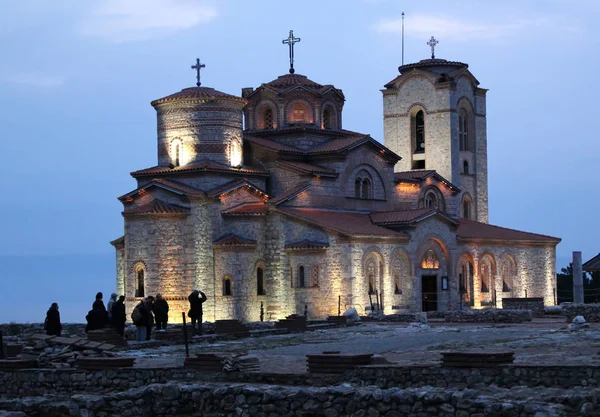Église Orthodoxe Saint Jovan Kaneo Surplombant Lac Ohrid — Photo