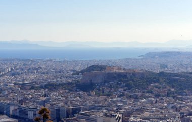 Yunanistan, Atina, cityscape Mount Lycabettus Akropolis ile gelen