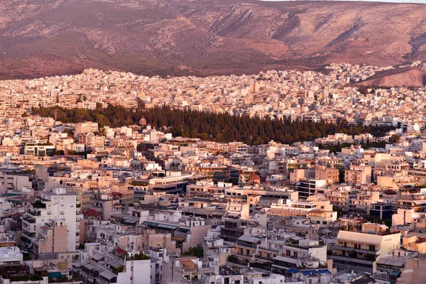 雅典的全景 从雅典卫城前日落 — 图库照片