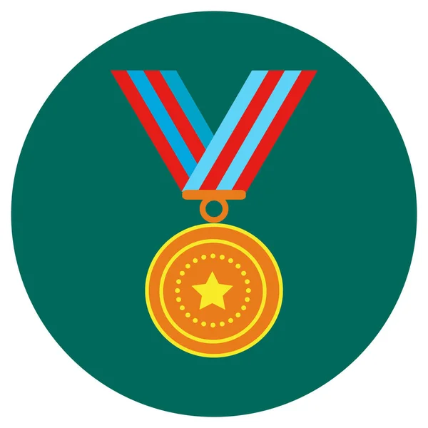 De medailles van de pictogrammen in de vlakke stijl. Vector afbeelding op een ronde gekleurde achtergrond. Element van ontwerp, interface — Stockvector