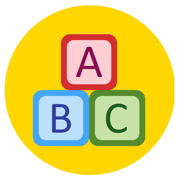 Иконы куба игрушек в плоском стиле. Векторное изображение на круглом фоне. Элемент дизайна, интерфейс
.