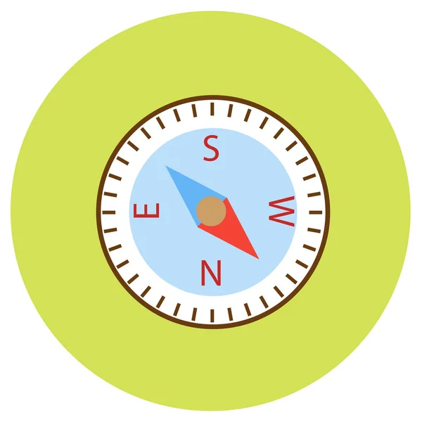 Pictogrammen voor kompas in een vlakke stijl. Vector afbeelding op een ronde gekleurde achtergrond. Element van ontwerp, interface — Stockvector