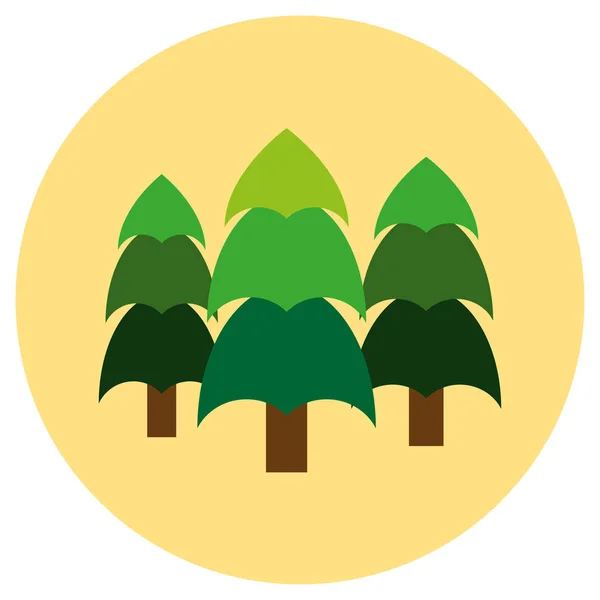 Iconos de bosque en un estilo plano. Imagen vectorial sobre fondo redondo de color. Elemento de diseño, interfaz — Archivo Imágenes Vectoriales