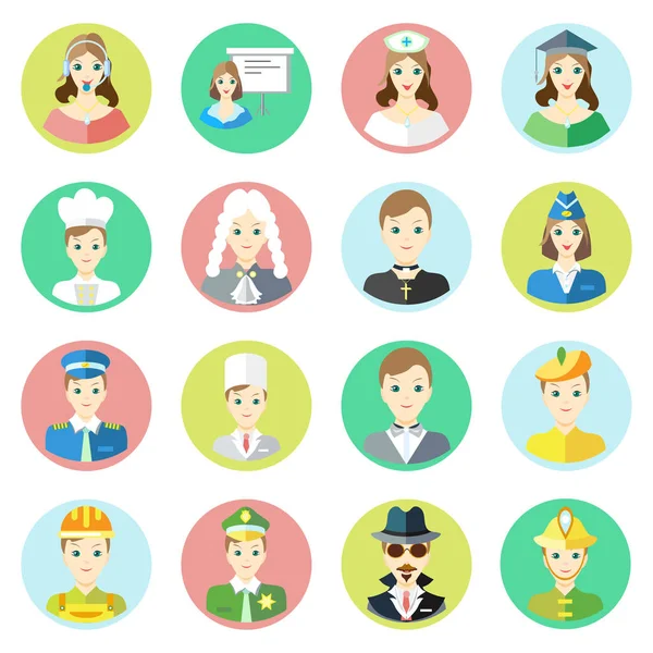 Ícones personagens de diferentes profissões — Vetor de Stock