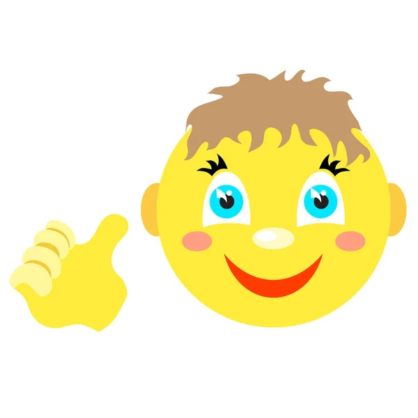 Smiley menino com um polegar para cima gesto . —  Vetores de Stock
