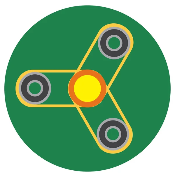 Gele spinner met transparante center een vlakke stijl. Vector afbeelding op een ronde donkere greenbackground. Element van ontwerp, interface — Stockvector