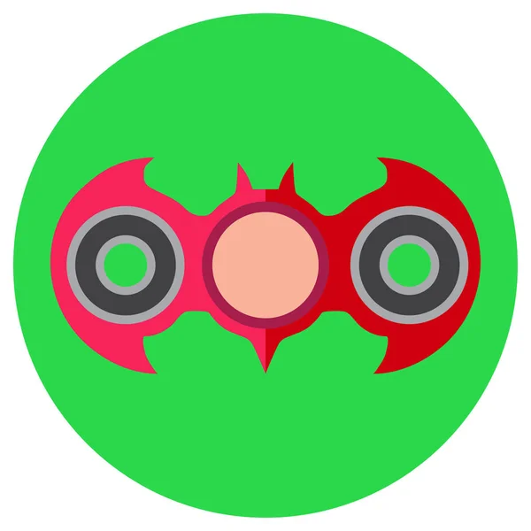 Pink hand-spinner in the form of a bat. Icon a flat style. Vector image on a round light green background. Element of design, interface — Stock Vector