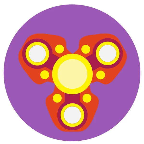 Rode spinner met gele cirkels een vlakke stijl. Vector afbeelding op een ronde paarse achtergrond. Element van ontwerp, interface — Stockvector