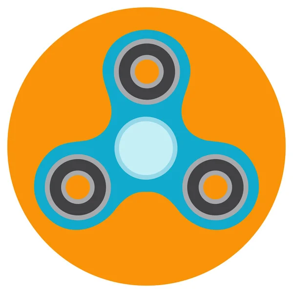 De blauwe hand-spinner is van klassieke vorm een vlakke stijl. Vector afbeelding op een ronde oranje achtergrond. Element van ontwerp, interface — Stockvector
