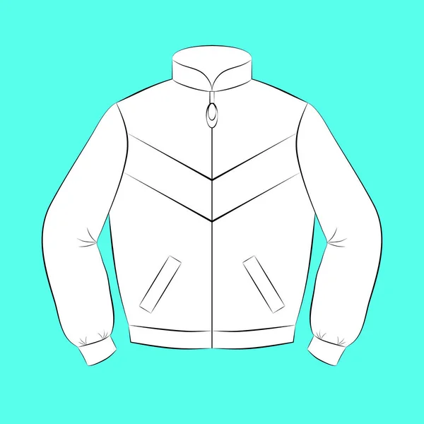 Fehér sport kabát különböző vastagságú fekete kontúrokkal. Vektor kép. Stílus vékony vonalak — Stock Vector