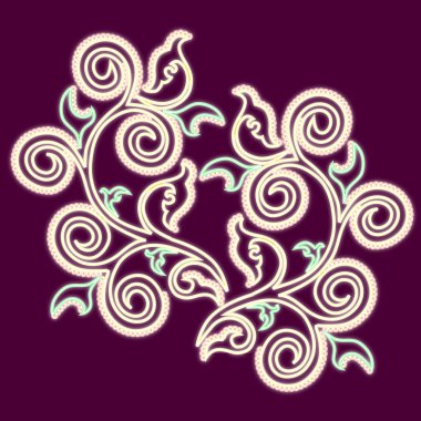 Stilize bitkisel desen. Neon kızdırma. Neon ışık. Vektör görüntü