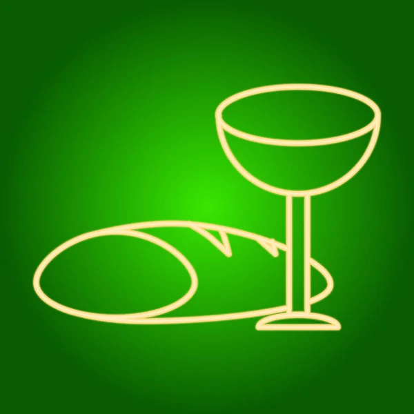 Icono de una copa de vino y pan . — Vector de stock