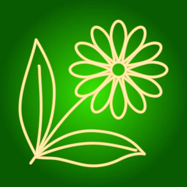 Icono flor con hojas . — Vector de stock