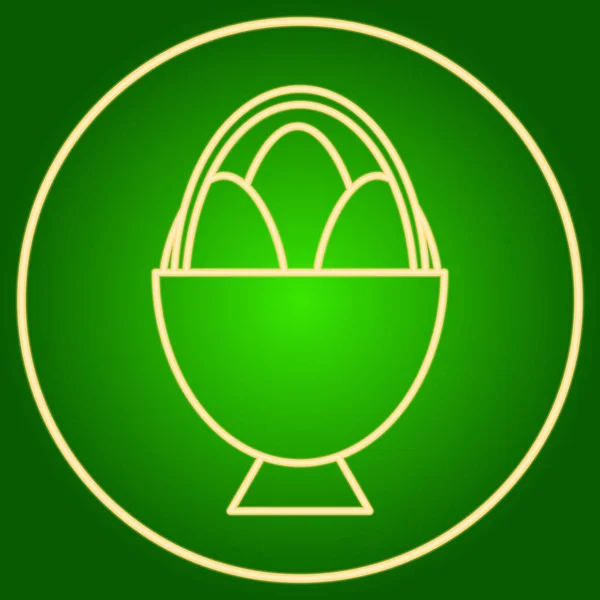 在一个霓虹灯圈的篮子鸡蛋。复活节. — 图库矢量图片