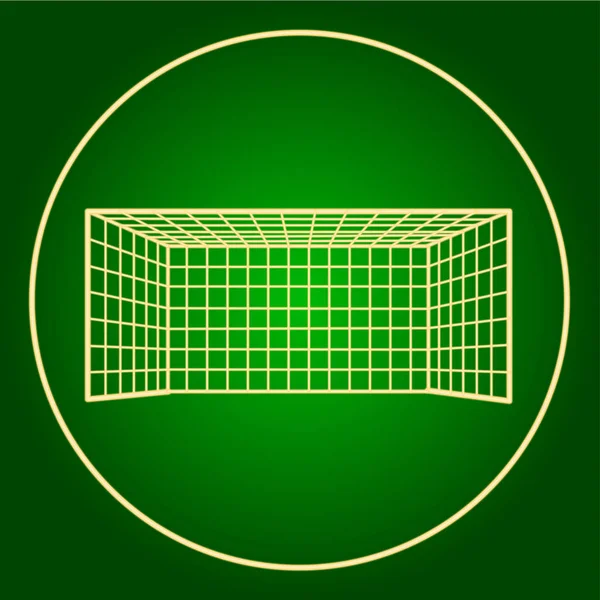 Ikoner av en fotboll grind i en neon cirkel. — Stock vektor