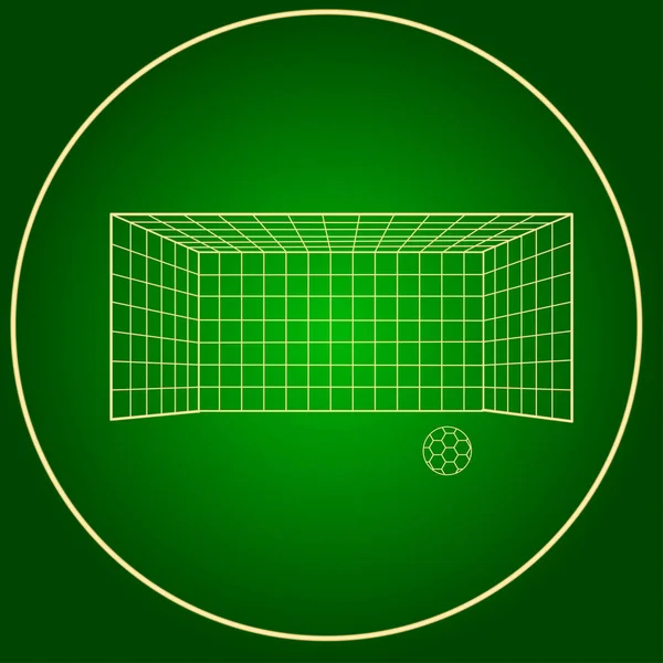 Pictogrammen voetbal gates en voetbal bal neon cirkel — Stockvector